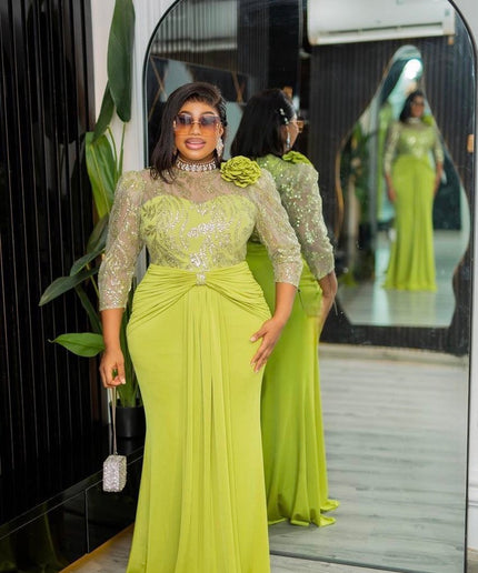 Elegant White Embellished 3D Flower Draped Maxi Dress for Bridal Civil Court Wedding Guest Engagement Party Mother of The Bride Photoshoot Gala Reception