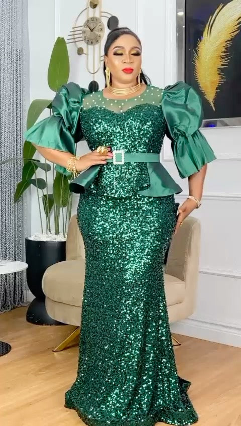 Ruffle Sleeve Sequin Party Dress | Mother of The Bride Wedding Guest