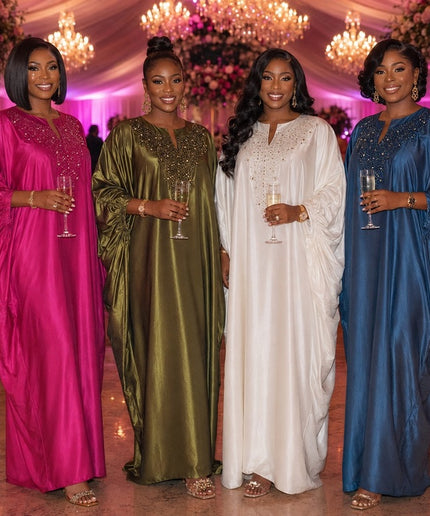 Green Beaded Embroidery Kaftan Maxi Dress, African Bubu Gown Wedding Guest Attire Engagement Ceremony Celebrant Birthday Party Mother of The Groom