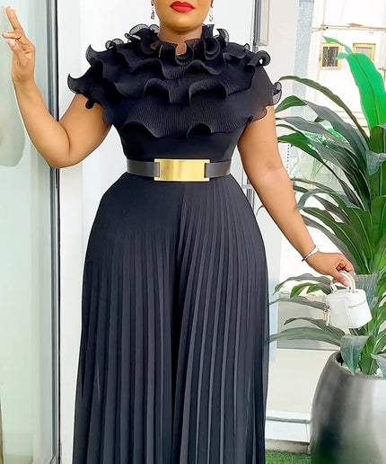 Ruffle Pleated Wide Leg Jumpsuit | Birthday Party Wedding Guest Summer Fashion