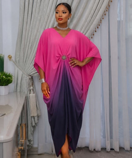 Gold Ombre Asymmetric Embellished Kaftan African Wedding Party Attire Cocktail Birthday One Size
