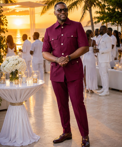 Men's White Wedding Guest Outfit  2-Piece Pants Set Birthday Photoshoot Graduation Church Anniversary Cocktail