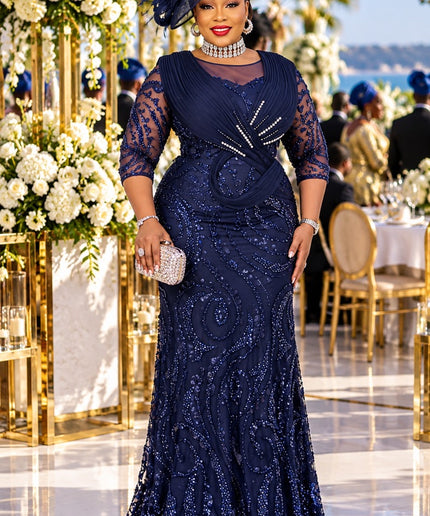 Elegant Sculptural Shoulder Beaded Embellished Maxi Dress for All Black Attire Wedding Guest Mother of The Bride Formal Evening Gown
