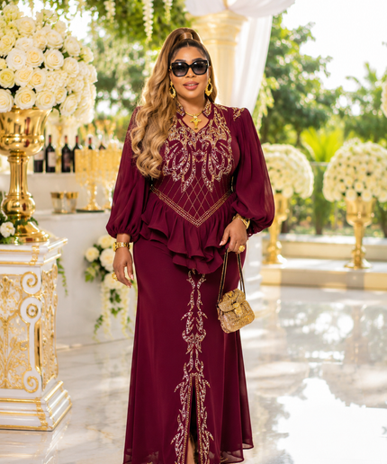 Black Rhinestone Embellished Ruffle Peplum Maxi Dress for Party Cocktail Reception Church Anniversary Birthday Wedding Guest Mother of The Bride