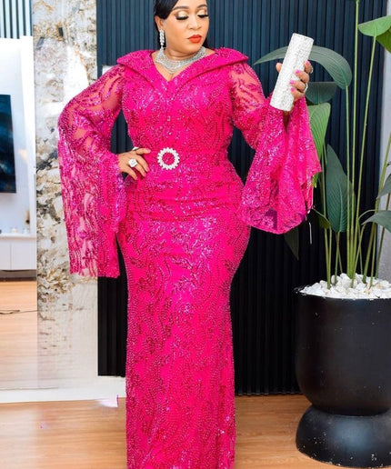 White Sequin Wide Sleeve Maxi Dress: Mother of The Bride or Groom Wedding Guest Birthday Party