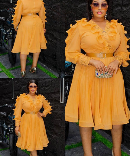 Ruffle Embellished Wedding Guest Midi Dress | Cocktail Party Graduation Anniversary Reception Birthday Celebration