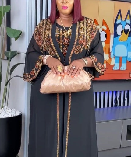 Rhinestone Kaftan with Inner Dress | Matching 2 Piece Set