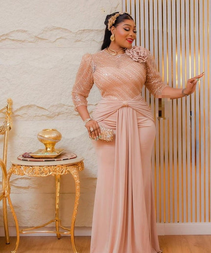 Green Sequin Draped Ruched Maxi Dress for Mother of The Bride Photoshoot Birthday Dinner Cocktail Reception Wedding Guest