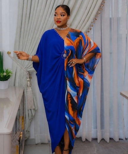 Black Embellished Asymmetric Kaftan Dress African Party Attire Wedding Guest Outfit Mother of The Bride Cocktail Birthday