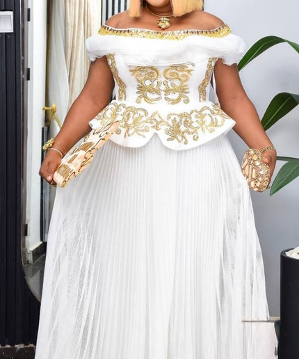 Black Off-Shoulder Embellished Pleated Twirl A-Line Dress: Wedding Guest Attire Engagement Ceremony Birthday Photoshoot