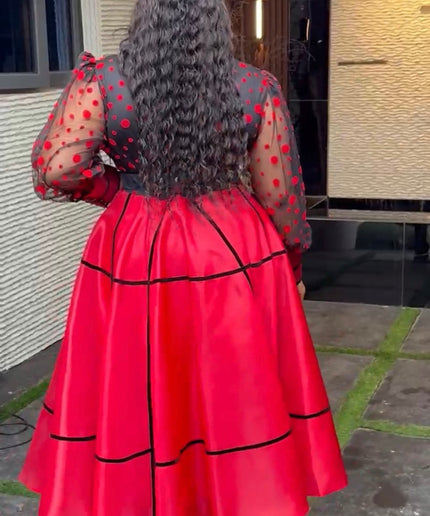 Red Polka Dot Twirl Skater Dress: Wedding Guest Outfit Graduation Birthday Party