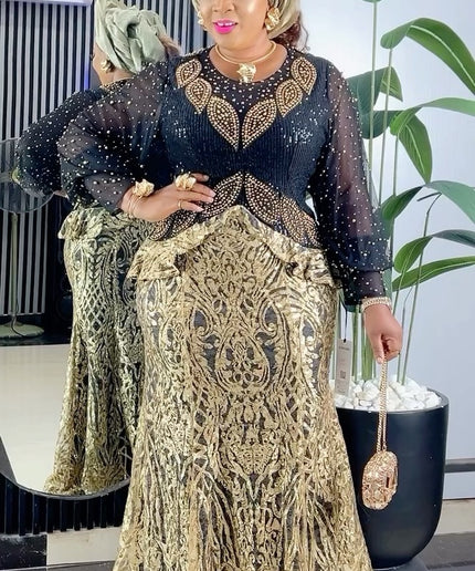 Beaded Embellished Fancy Sleeve Maxi Dress