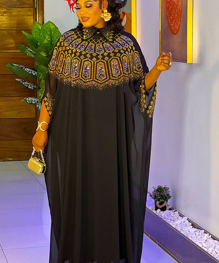 White Kaftan Rhinestone Dress 2-Piece Outfit Set - African Wedding Guest Attire Engagement Ceremony Birthday Photoshoot