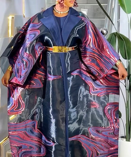Classy Black Brocade Kaftan Dress 2-Piece Outfit for Mother of The Bride Wedding Guest Birthday Dinner Cocktail Party Formal Evening Gown