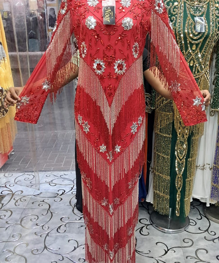 Beaded Embroidered Crystal Fringe Dress