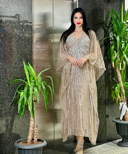 Sparkly Sequin Embellished Kaftan, Rich Aunty Bubu African Wedding Guest Dress Nigerian Party Attire,