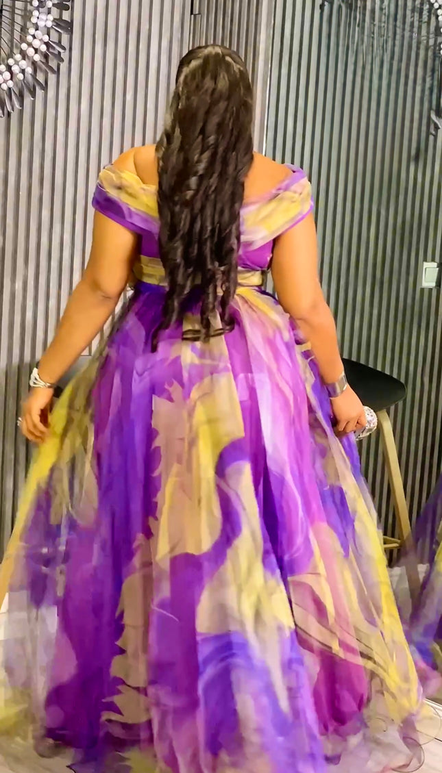 Off-The-Shoulder Summer Wedding Guest Maxi Dress Rosette Plus Size Mother of The Bride A-Line Gown Birthday Party