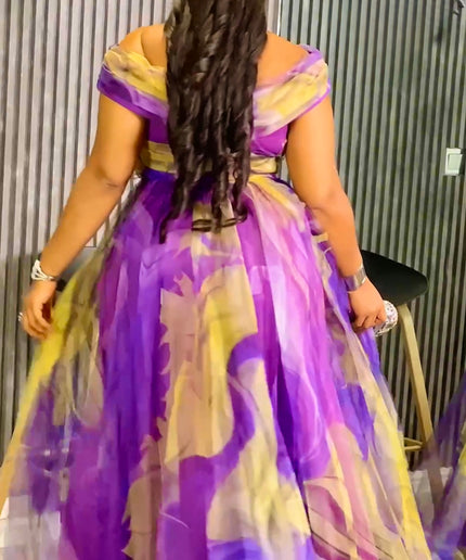 Off-The-Shoulder Summer Wedding Guest Maxi Dress Rosette Plus Size Mother of The Bride A-Line Gown Birthday Party
