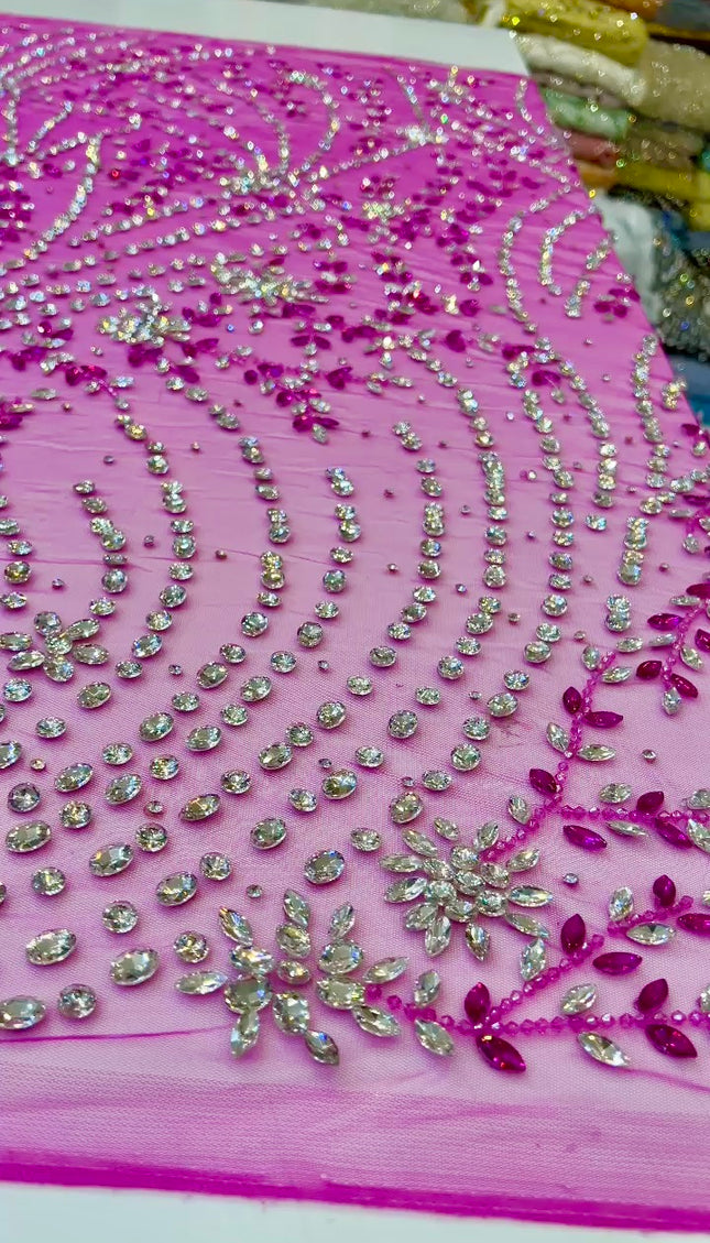 Swarovski Crystal Beaded Fabric Dressmaking | Wedding Evening Gown Birthday Pageant Prom Dress