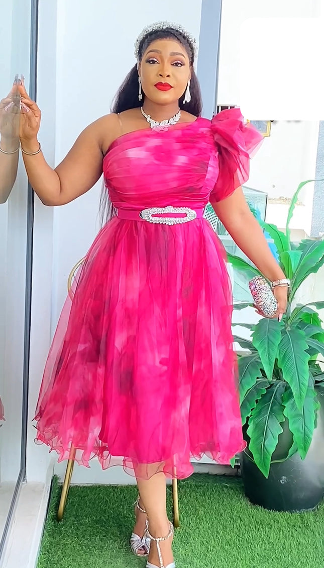 One Shoulder Ruffled Dress | Wedding Guest Photoshoot Birthday Party Cocktail