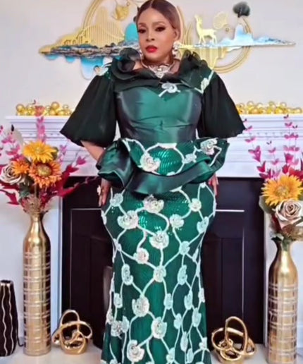 Sequin Ruffle Peplum Mermaid Dress for Wedding Guest Birthday Party Anniversary Birthday Photoshoot