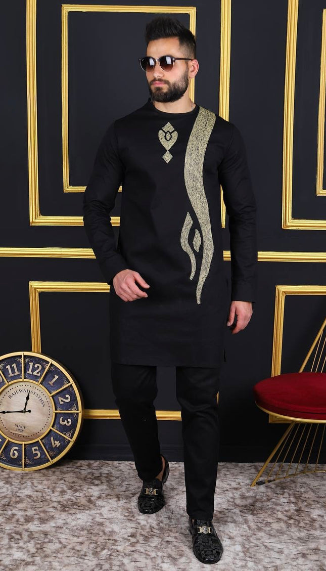 Premium White African Men’s Embroidered 2-Piece Shirt Pants Outfit: Birthday Party, Wedding Guest & Special Occasion Wear