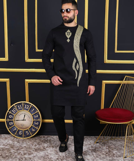 Premium White African Men’s Embroidered 2-Piece Shirt Pants Outfit: Birthday Party, Wedding Guest & Special Occasion Wear