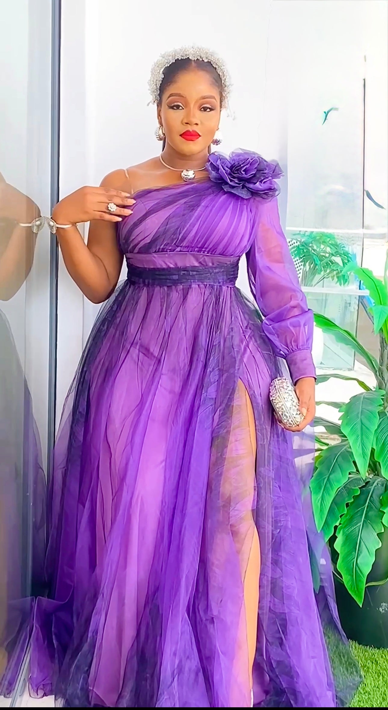 One Shoulder Tulle A-Line Maxi Gown, Mother of The Bride Plus Size FASHIONISKO One Shoulder Tulle A-Line Maxi Gown, Mother of The Bride Plus Size FASHIONISKO