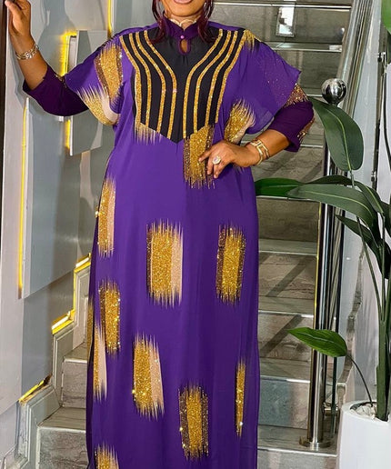 Sparkly Orange Embellished Mandarin Collar Kaftan Maxi Dress for Summer Wedding Guest Formal Evening Attire