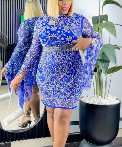 Bead Embroidered Bell Sleeve Party Dress | Cocktail Birthday Party Celebrant Wedding Guest Prom