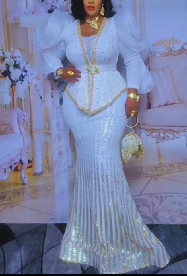 Sequin Ruffle Sleeve Maxi Dress | Wedding Guest Birthday Party Celebration Anniversary