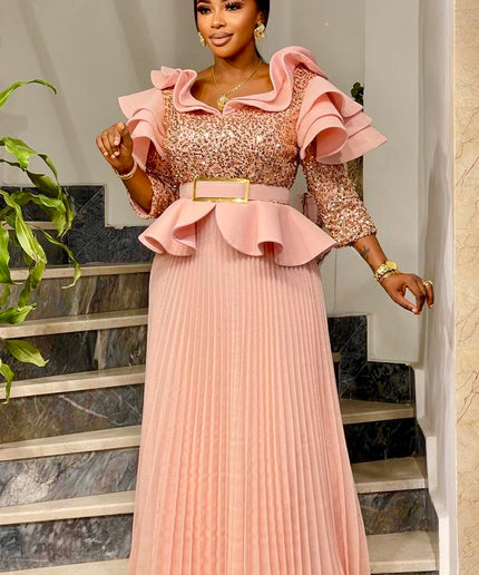 Sequin Embellished A-Line Gown, Mother of the Bride Dress Wedding Guest Cocktail Birthday Dinner Reception