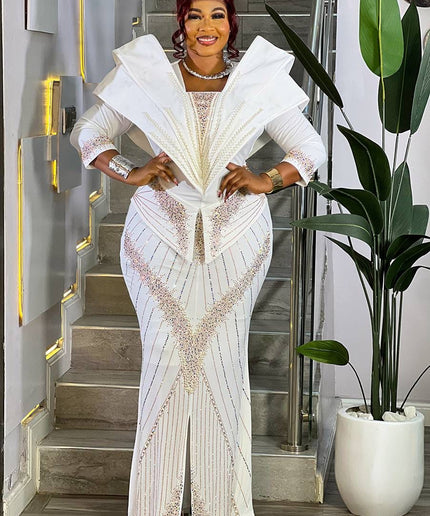 Glamorous Purple Embellished Structured Shoulder Maxi Dress for Party Wedding Guest Cocktail Birthday Photoshoot Church Gala Anniversary Mother of The Bride Outfit