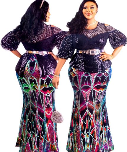 Sequin Cold Shoulder Maxi Dress