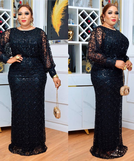 Classy Black Beaded Embellished Party Dress Formal Evening Attire Wedding Guest Mother of The Bride Anniversary Birthday Cocktail