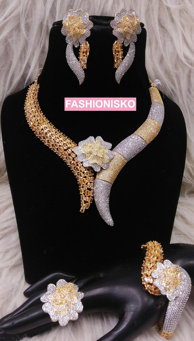 Dubai Jewelry Set Gold Plated | Bridal, Mother of The Bride, Birthday Celebrant Nigerian Party Guest