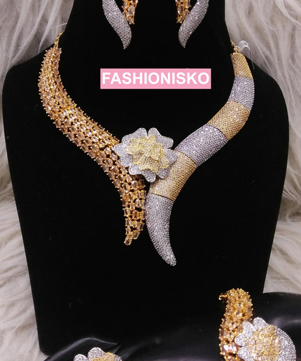 Dubai Jewelry Set Gold Plated | Bridal, Mother of The Bride, Birthday Celebrant Nigerian Party Guest