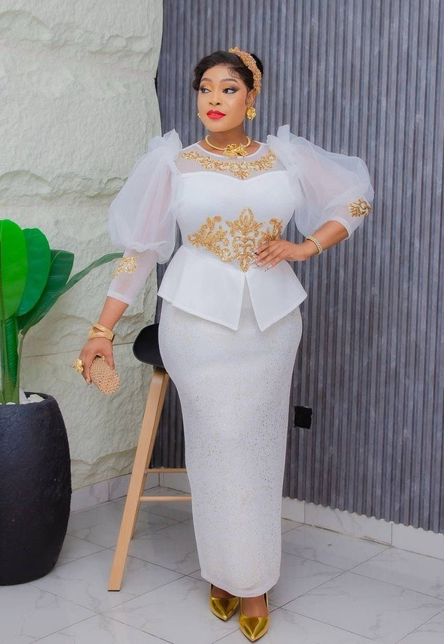 Ruffle Sleeve Embellished Women's Maxi Dress | Party Birthday Photoshoot Wedding Guest