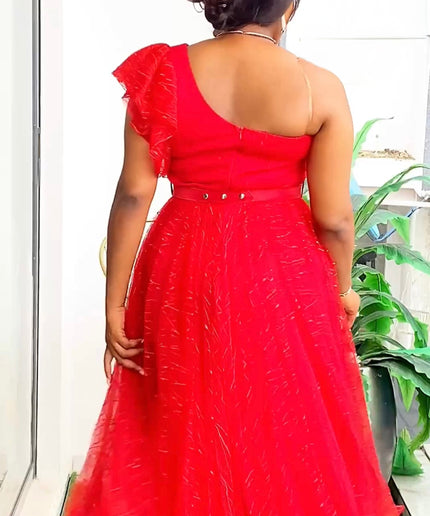One Shoulder Summer Wedding Guest A-Line Dress Cocktail Party Celebration