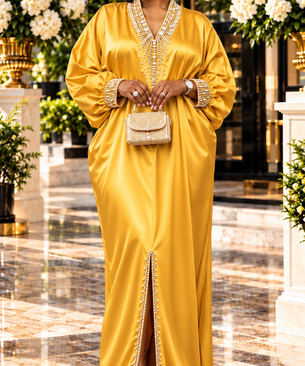 Falling For This Orange Rhinestone Embellished Kaftan Dress Bubu African Wedding Guest Engagment Ceremony Birthday Party Outfit Women's Plus Size