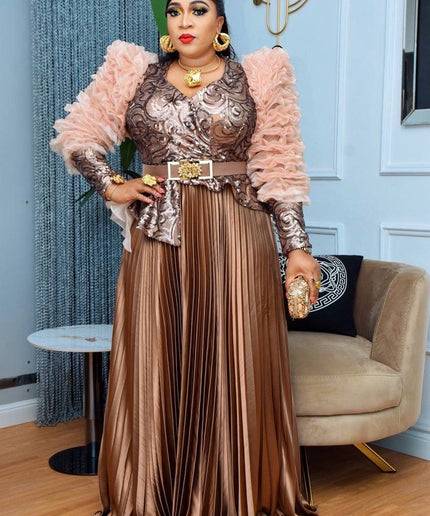Classy Dramatic Sleeve Sequin Peplum Gown | Party Mother of The Bride Wedding Guest Gala Graduation