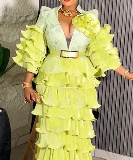 Dramatic Ruffle Wedding Guest Dress, Plus Size Mother of The Bride Mermaid Gown, Bridal Reception Birthday Party Cocktail Anniversary Gala