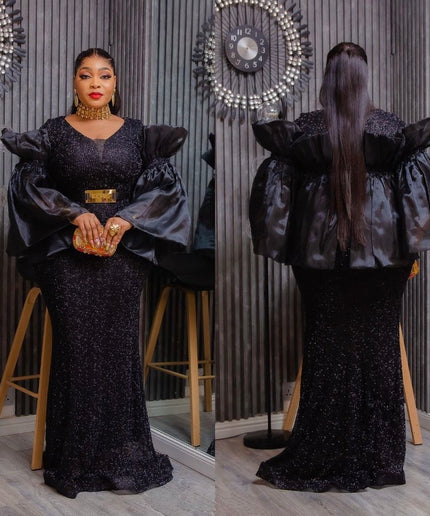 Statement Sleeve Wedding Guest Maxi Dress Mother of The Bride Mermaid Gown Plus Size Birthday Photoshoot Cocktail