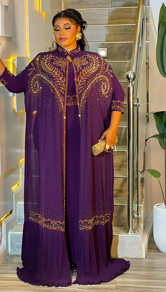 White Kaftan 2-Piece Rhinestone Dress for Wedding Guest Cocktail Mother of The Bride Engagement Ceremony