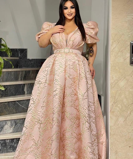 Metallic Green Brocade A-Line Gown Pleated Long Maxi, Wedding Guest Mother of The Bride Cocktail Party Reception