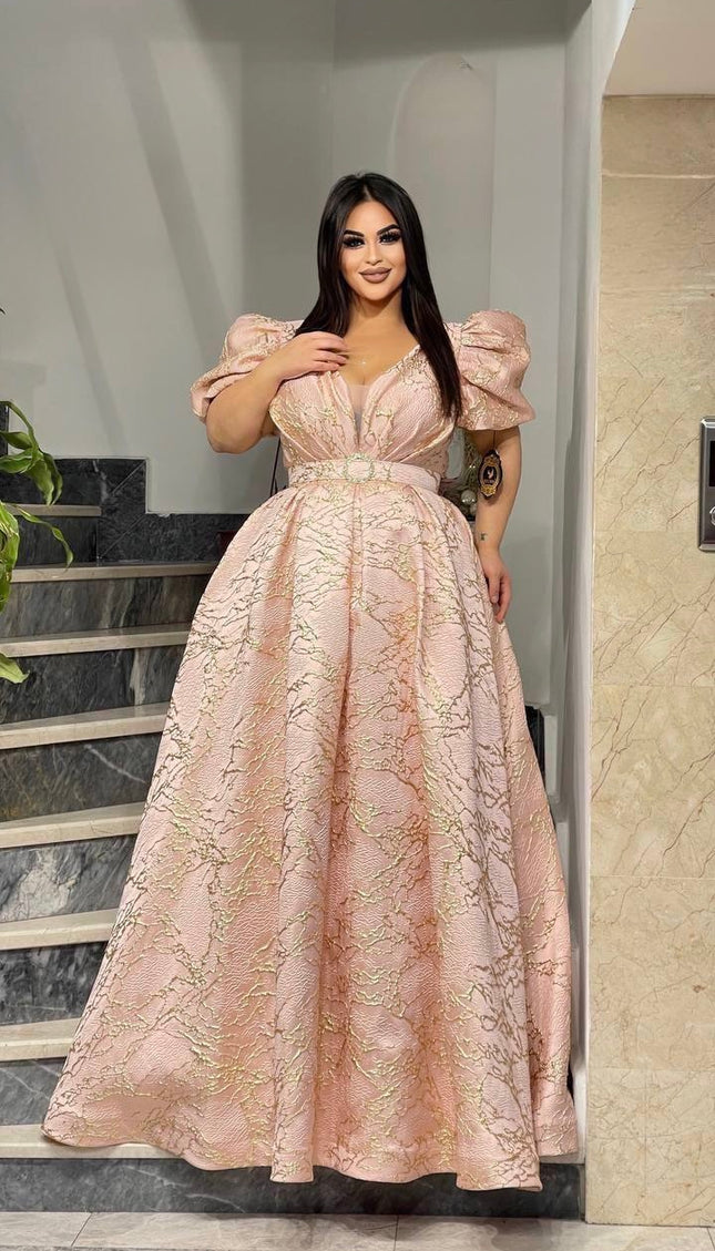 Metallic Brocade A-Line Maxi Gown | Plus Size Women's Dress Birthday Celebrant Gala Wedding Guest Mother of The Bride Pageant