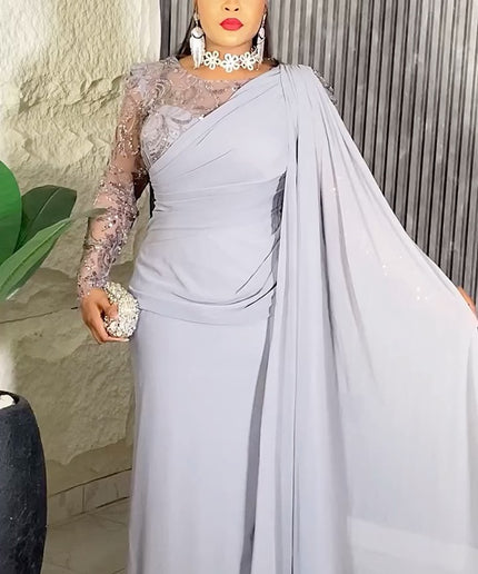 Sequin Shoulder Drape Maxi Dress | Bridesmaids Wedding Guest Birthday Party Mother of The Bride
