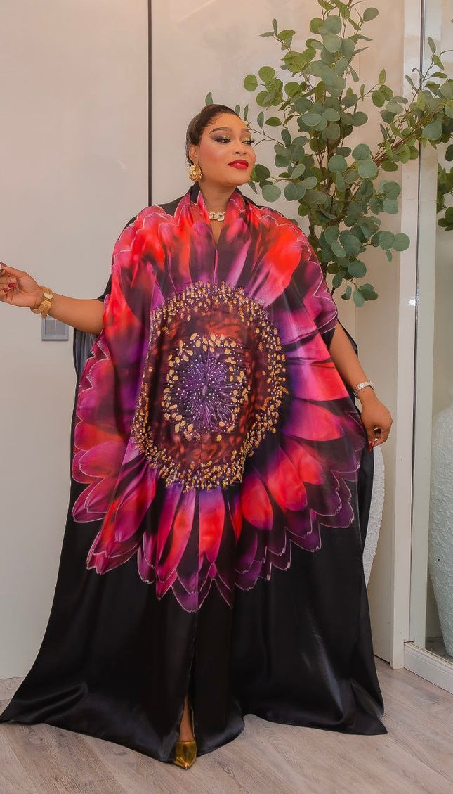 Black Embellished Kaftan Dress: Wedding Guest Outfit Birthday Party Graduation Cocktail Anniversary