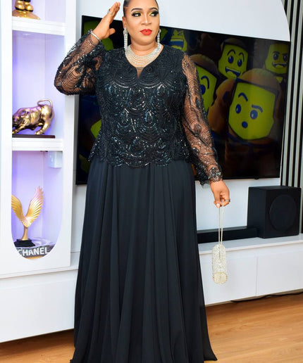 Plus Size Sequin Mother of The Bride  A-Line Gown, Wedding Guest Maxi Dress Long, Party Occasion Cocktail Birthday