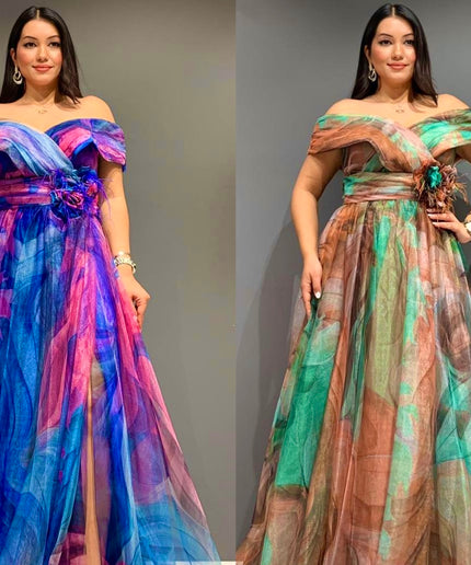 Off-The-Shoulder Summer Wedding Guest Maxi Dress Rosette Plus Size Mother of The Bride A-Line Gown Birthday Party